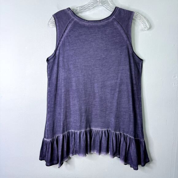 Dantelle Acid Wash Gray Sleeveless Asymmetrical Peplum Hem Top Women's Size S - Picture 11 of 11